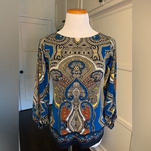 051 Alfani Long Sleeved Paisley Print Blouse